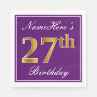 Elegant Lila, Imitate Gold 27. Geburtstag + Name