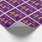 Elegant, Lila, Imitate Gold 44. Geburtstag + Name Geschenkpapier (Ecke)