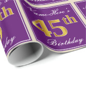 Elegant, Lila, Imitate Gold 45. Geburtstag + Name Geschenkpapier (Rolleneckpunkt)