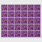 Elegant, Lila, Imitate Gold 57. Geburtstag + Name Geschenkpapier (Flach)