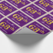 Elegant, Lila, Imitate Gold 68. Geburtstag + Name Geschenkpapier (Ecke)