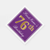 Elegant Lila, Imitate Gold 76. Geburtstag + Name Serviette (Ecke)
