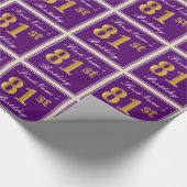 Elegant, Lila, Imitate Gold 81. Geburtstag + Name Geschenkpapier (Ecke)