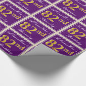 Elegant, Lila, Imitate Gold 82. Geburtstag + Name Geschenkpapier (Ecke)