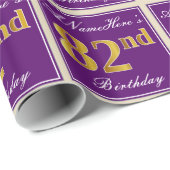 Elegant, Lila, Imitate Gold 82. Geburtstag + Name Geschenkpapier (Rolleneckpunkt)