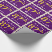 Elegant, Lila, Imitate Gold 87. Geburtstag + Name Geschenkpapier (Ecke)