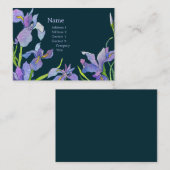 Elegant Lila Iris Navy Blue Visitenkarte (Vorne/Hinten)