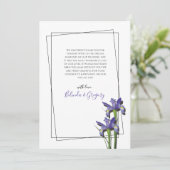 Elegant Lila Iris Wedding Dankeschön Card Dankeskarte (Stehend Vorderseite)