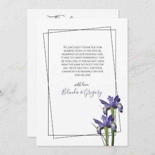 Elegant Lila Iris Wedding Dankeschön Card Dankeskarte (Vorne/Hinten)