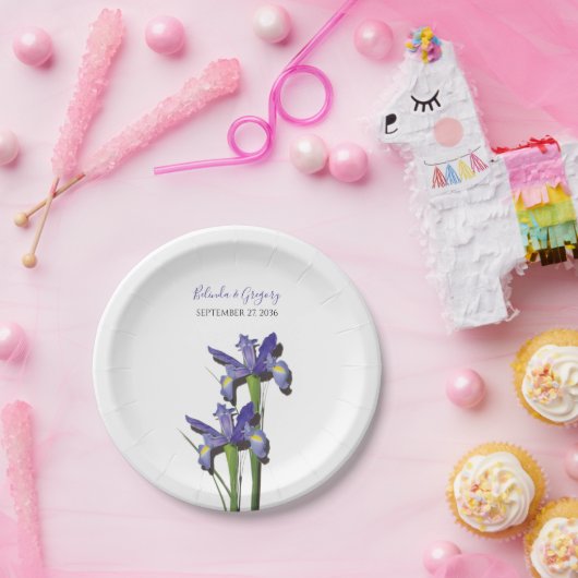 Elegant Lila Iris Wedding Pappteller (Party)
