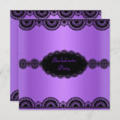 ELEGANT LILA LACE JUNGGESELINNEN-ABSCHIED INVITATI EINLADUNG (Vorne/Hinten)