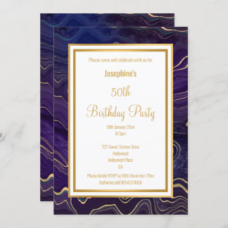 ELEGANT LILA LAVA MARBLE GEBURTSTAG EINLADUNG