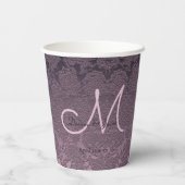 Elegant Lila Lavender Mauve Wedding Monogram Pappbecher (Rückseite)