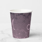 Elegant Lila Lavender Mauve Wedding Monogram Pappbecher (Links)