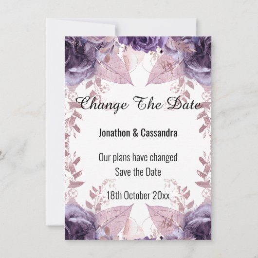 ELEGANT LILA LILAC FLORAL DOUBLE ÄNDERN DAS DATUM (Rückseite)