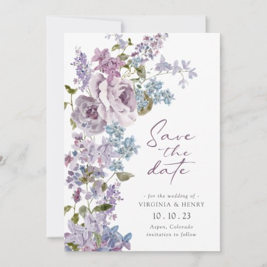 Elegant Lila Lilac Save the Date (Vorderseite)