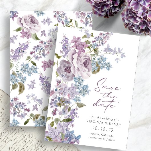 Elegant Lila Lilac Save the Date