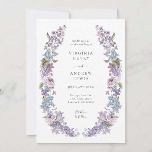 Elegant Lila Lilac Wedding Einladung (Vorderseite)