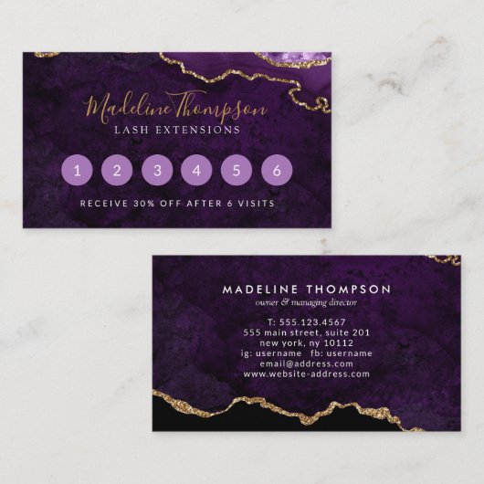 Elegant Lila Marble Agate Geode Treuekarte (Vorne/Hinten)