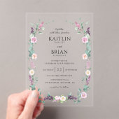 Elegant Lila, Mauve, Pastel Floral Wedding Acryleinladungen (Insitu (Handheld))