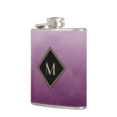 Elegant Lila mit einfachem Goldmonogramm Flachmann (Links)