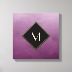 Elegant Lila mit einfachem Goldmonogramm Leinwanddruck