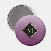 Elegant Lila mit einfachem Goldmonogramm Magnet (Vorderseite/Rückseite)