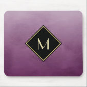 Elegant Lila mit einfachem Goldmonogramm Mousepad (Vorne)