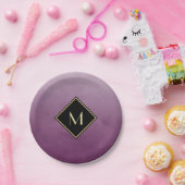 Elegant Lila mit einfachem Goldmonogramm Pappteller (Party)