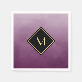 Elegant Lila mit einfachem Goldmonogramm Serviette