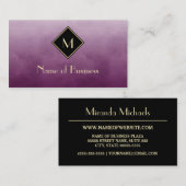 Elegant Lila mit einfachem Goldmonogramm Visitenkarte (Vorne/Hinten)