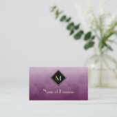 Elegant Lila mit einfachem Goldmonogramm Visitenkarte (Stehend Vorderseite)