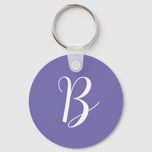 Elegant Lila Monogram Initial Schlüsselanhänger (Vorderseite)
