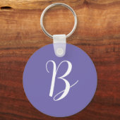 Elegant Lila Monogram Initial Schlüsselanhänger (Vorderseite)