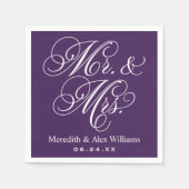 Elegant Lila Mr. and Mrs. Script Custom Monogram Serviette (Vorderseite)