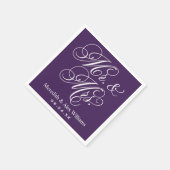 Elegant Lila Mr. and Mrs. Script Custom Monogram Serviette (Ecke)