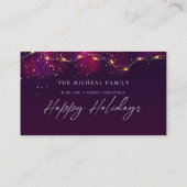 Elegant Lila Neon Holly Personalisiert Weihnachten Begleitkarte (Rückseite)