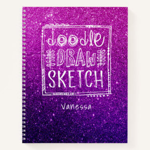 .Elegant Lila Ombre Glitzer Sketchbook Notizblock
