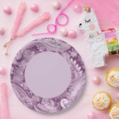 Elegant Lila Paisley Border Pappteller (Party)