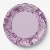 Elegant Lila Paisley Border Pappteller (Vorderseite)