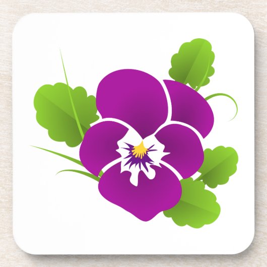 Elegant Lila Pansy Getränkeuntersetzer (Vorderseite)
