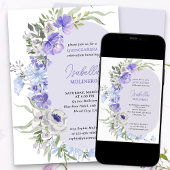 Elegant Lila Peri Floral Quinceanera Einladung