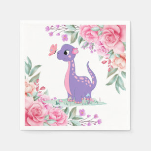 Elegant Lila Pink Dinosaur Butterfly Baby Dusche Serviette