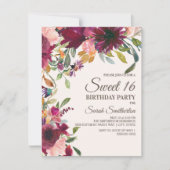 Elegant Lila Pink Gold Floral Script Sweet 16 Einladung (Vorderseite)