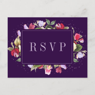 Elegant Lila Pink Lilac Wedding RSVP Postkarte