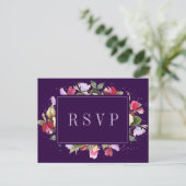 Elegant Lila Pink Lilac Wedding RSVP Postkarte (Stehend Vorderseite)
