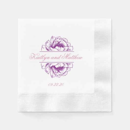 Elegant Lila Pur Wedding Floral Serviette (Vorderseite)