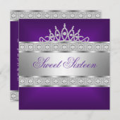 Elegant Lila Silver Jewel 16. Geburtstag Einladung (Vorne/Hinten)