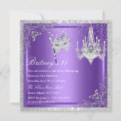 Elegant Lila & Silver Masquerade 21. Einladung (Vorderseite)
