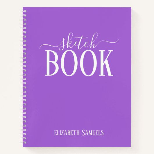 Elegant lila Sketch Book with name gift for her Notizblock (Vorderseite)